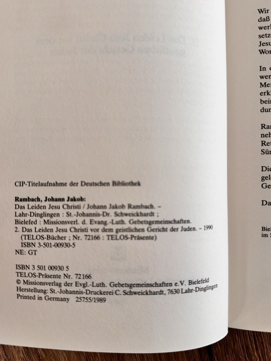 Libri: Rambach das Leiden Jesu Christi – Usato da Emmenbrücke venduto da Balmoral 1