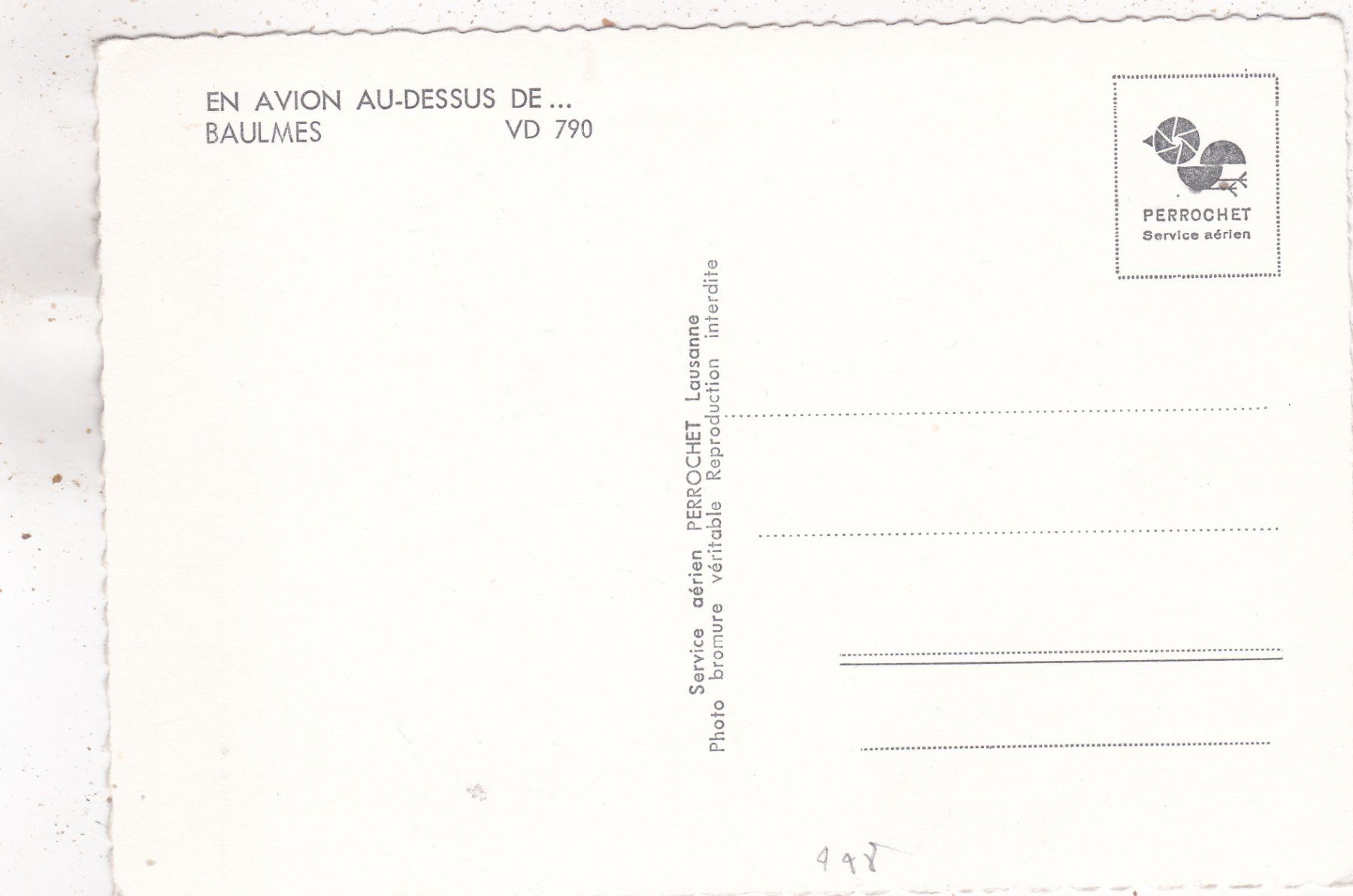 Cartoline postali: En avion au-dessus de Baulmes – Usato da Herisau venduto da Lisegrat2008 1
