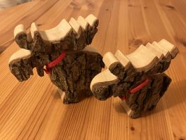 2 Elch Dekofiguren aus Holz