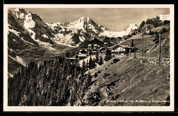 Cartoline postali: Mürren, Ansicht mit Breithorn und Schil – Usato da Berlin venduto da bartko-reher