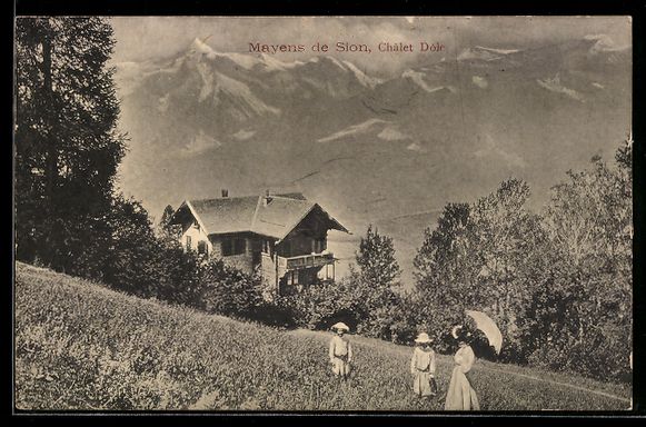 Cartes postales: Mayens de Sion, Chalet Dole mit Spazierg – D'occasion à Berlin par bartko-reher