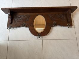 Wandgarderobe antik, mit Spiegel. Holz massiv.