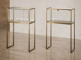 Glasvitrine ESG Theke, LED, Bronze (B.95cmxT.45cmxH.150cm)