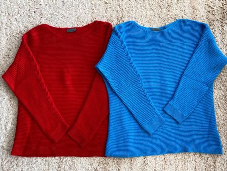 2 Stück Damen-Pulli rot und blau 100 % Kaschmir Grösse ca. M