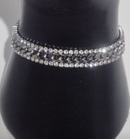 Bracciale catena con strass argento 18+5cm