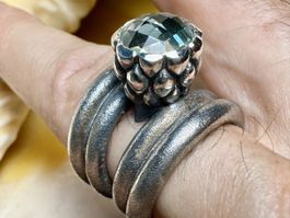Echter Prasiolit - Designer-Silberring 
