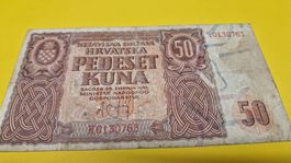 Seltene 50 Kuna Banknote von 1941,Top Sammlerstueck!