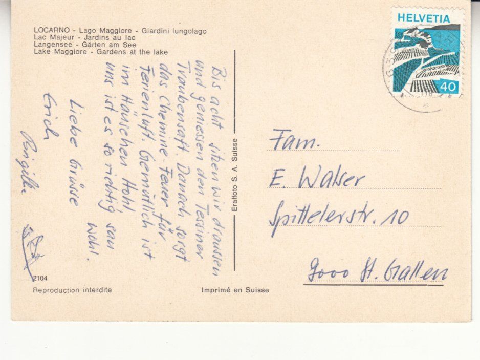Cartoline postali: Locarno 1977 – Usato da Bürglen TG venduto da StampGraf 1