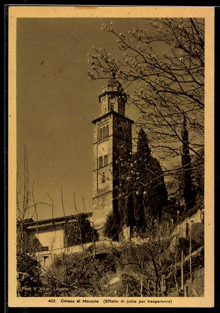Ansichtskarten: Morcote, Chiesa di Morcote, Leuchtender  – Gebraucht aus Berlin von bartko-reher