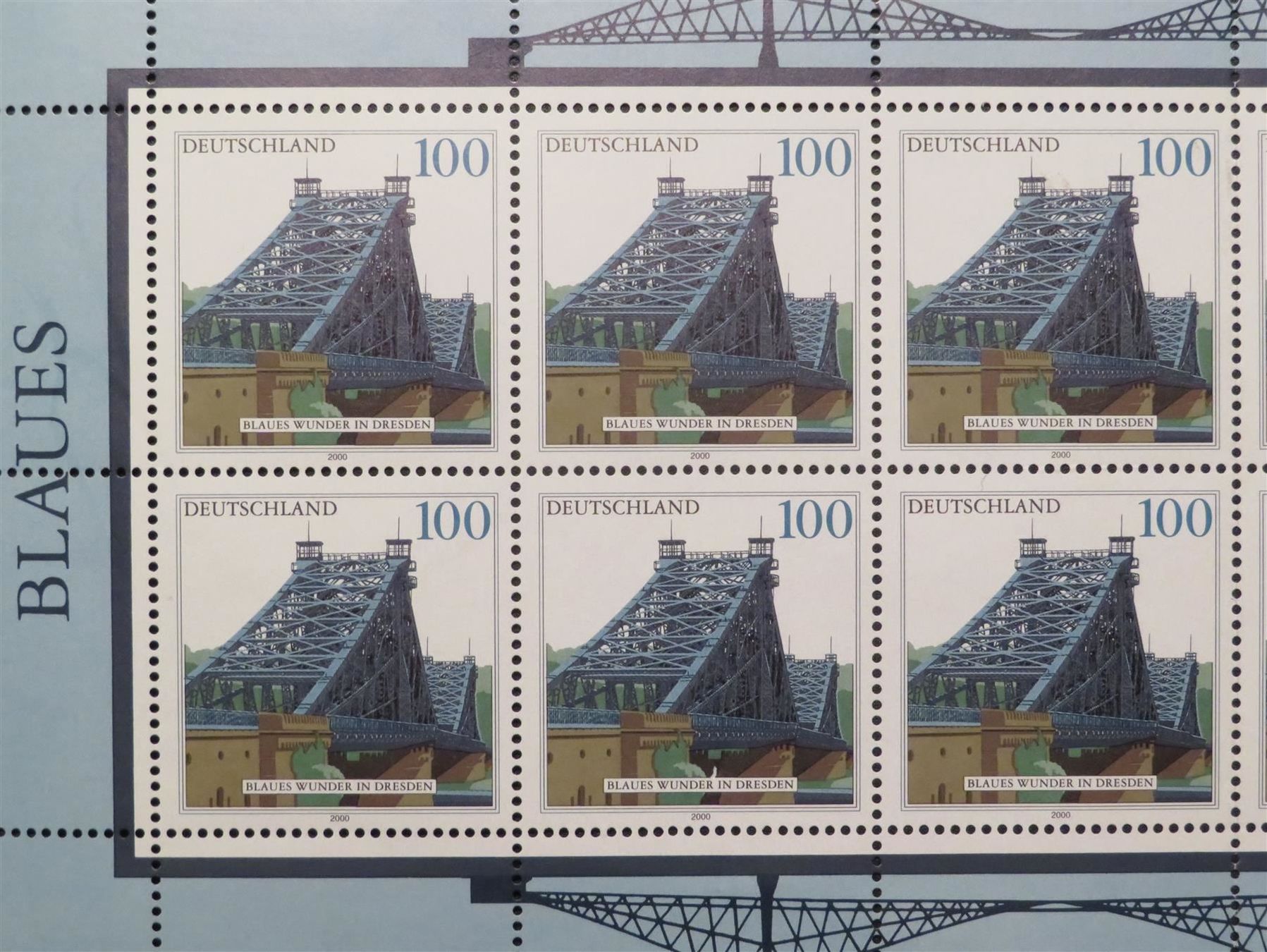 Tutti i francobolli: Briefmarken DE 2000 Kleinbogen Blaues Wunder Dresden ** – Nuovo (secondo la descrizione) da Oberriet SG venduto da Manick 1