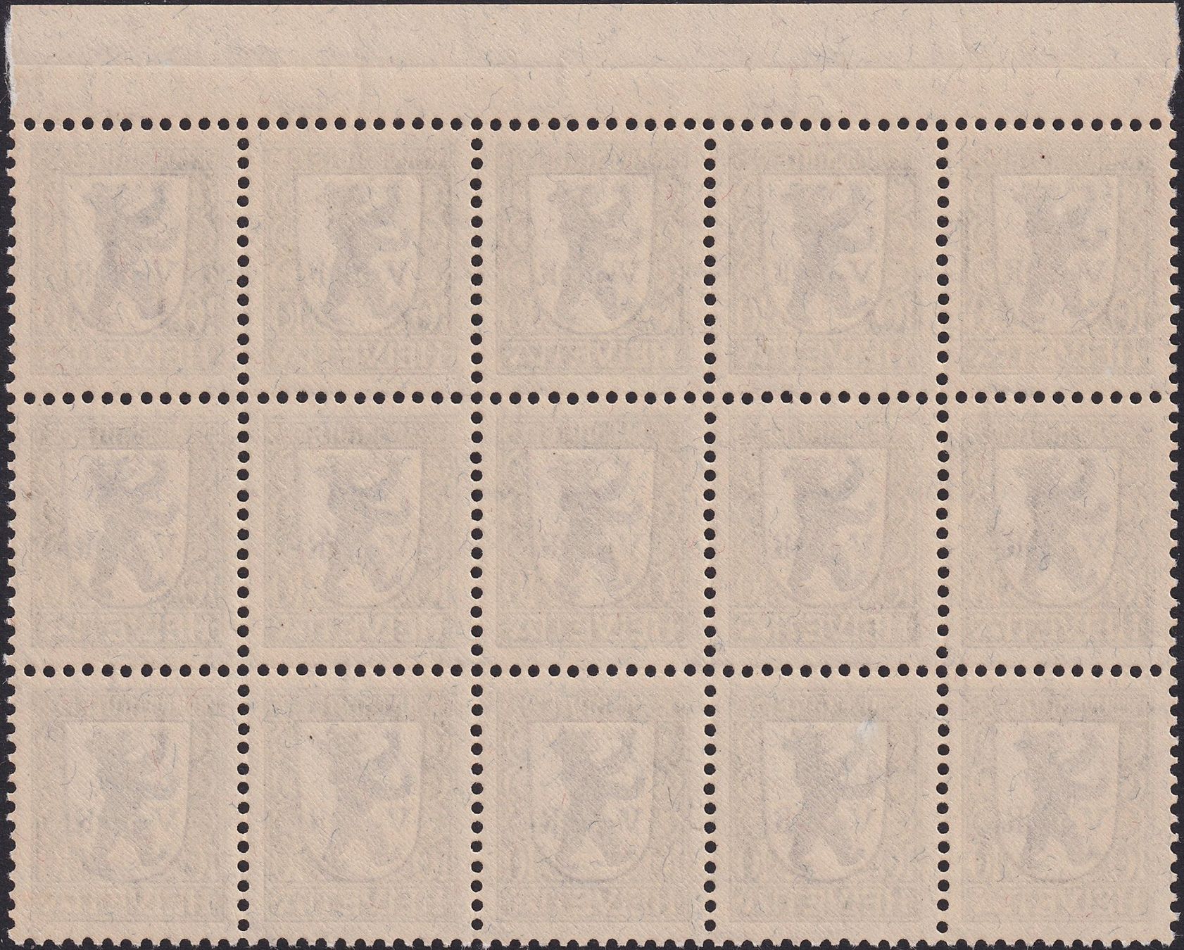 Alle Briefmarken: 1925, J34 (AR-Wäppli) 15er-Block, postfrisch **. – Gebraucht aus Sursee von Luzernerraute 1