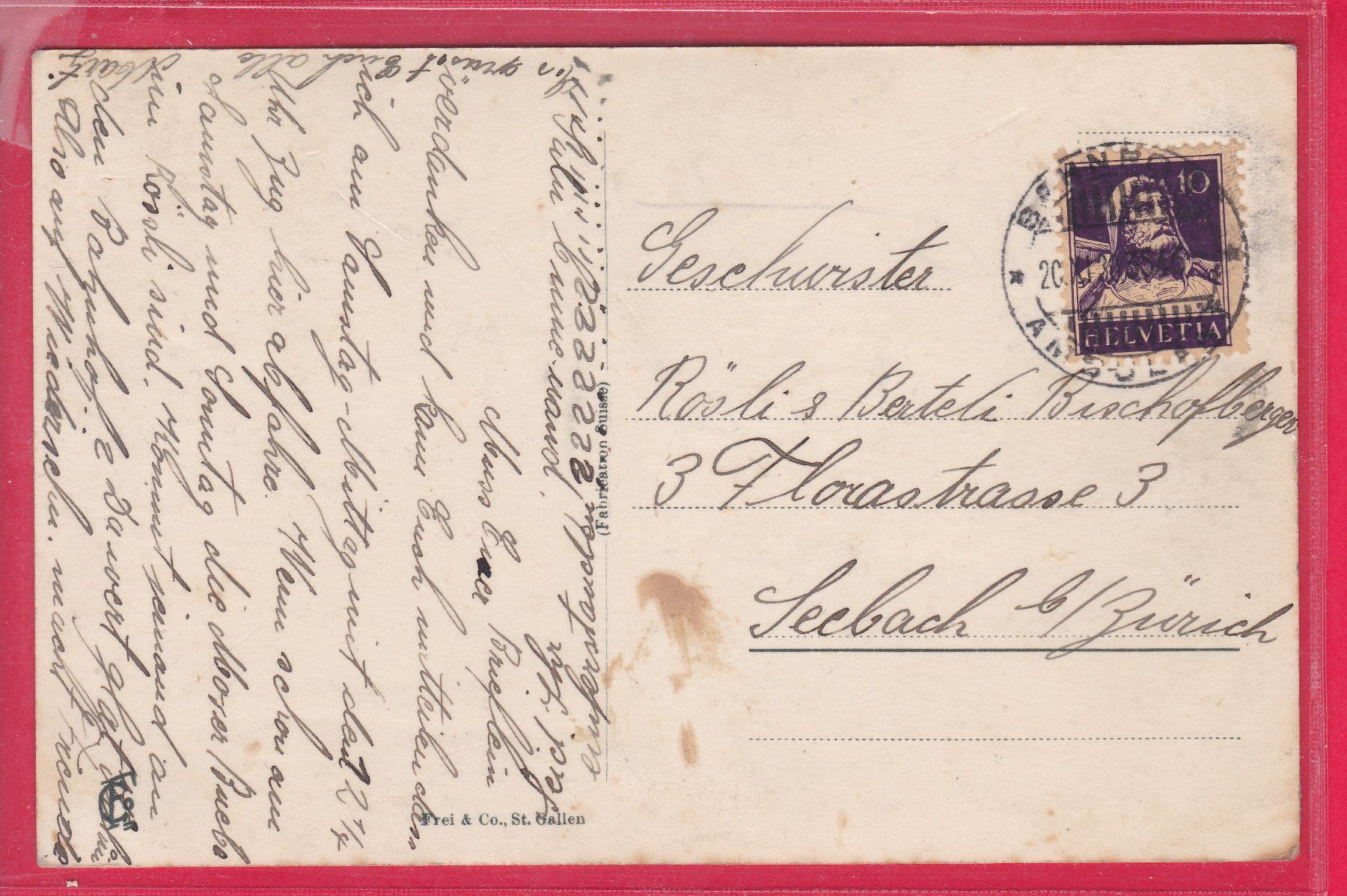 Cartoline postali: FLAWIL, 20.11.1938 – Usato da Oberrieden venduto da Gebirgsstelze 1