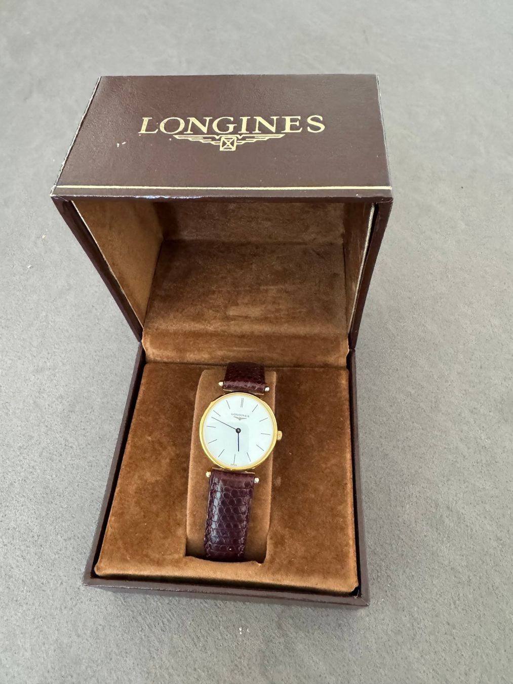 Longines Damenuhr, Lederarmband, Gold, Top Zustand! (Gebraucht) in