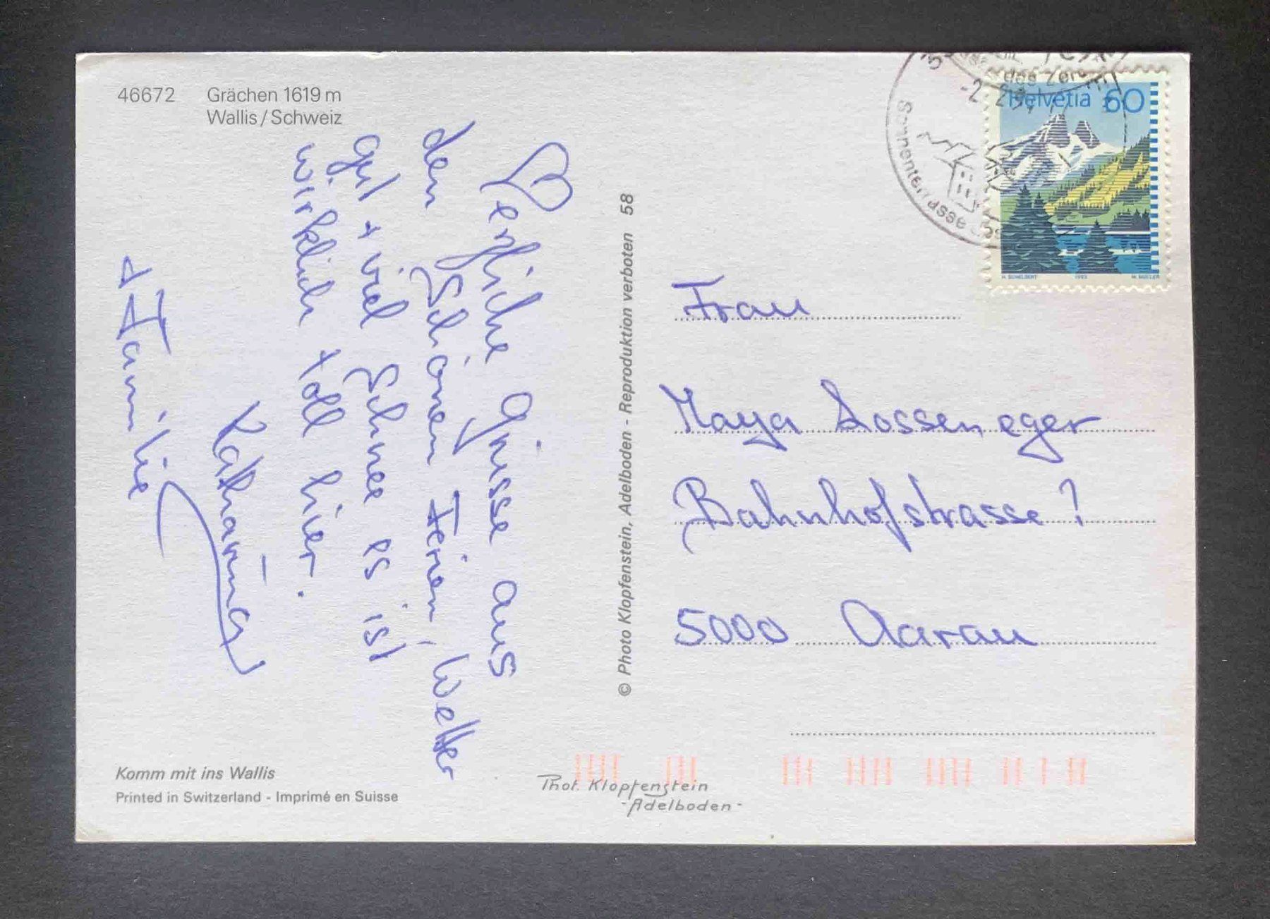Cartoline postali: AK Grächen Wallis Schweiz – Usato da Goldau venduto da artelier1 1