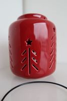 Weichnachts-Laterne, rot , glasiert, 13.5 x 11.5cm - NEU