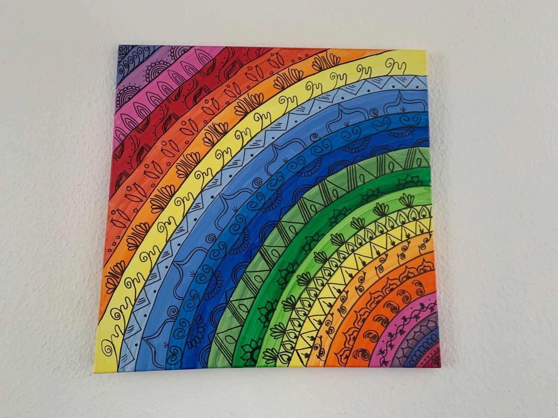 Dipinti: Rainbow Mandala Acrylbild **Unikat** – Nuovo e nell'imballaggio originale da Regensdorf venduto da Spyke55 1