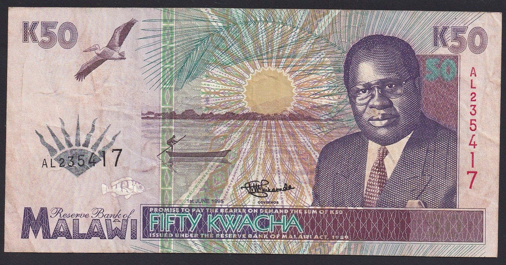 Billets de banque: Malawi 50 Kwacha 1995 – D'occasion à Brugg AG par banknoten_muesli