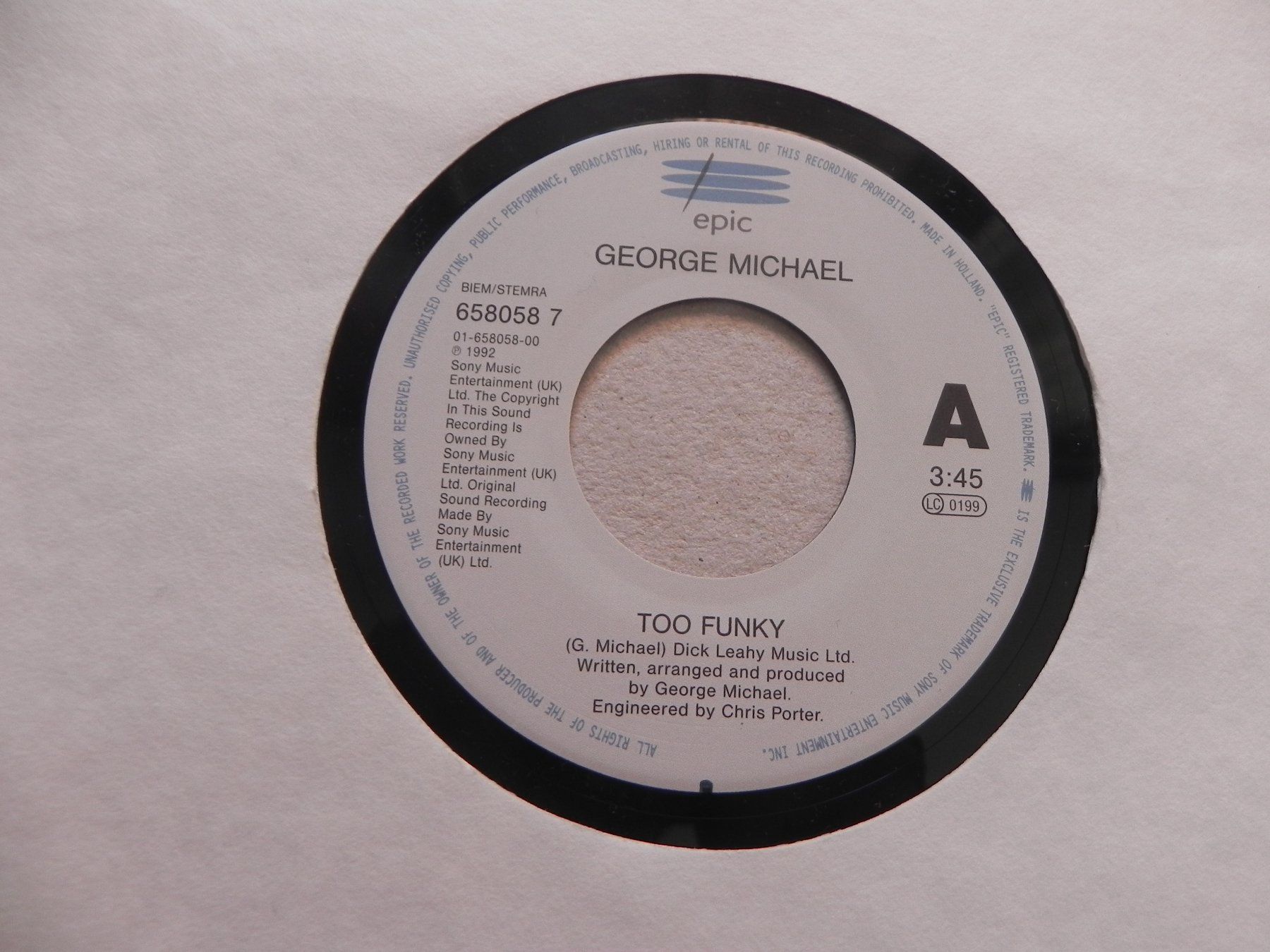 Schallplatten: Single 7 " Pop Sänger George Michael 1992 Too Funky / Crazy – Gebraucht aus Siebnen von krimsie 2