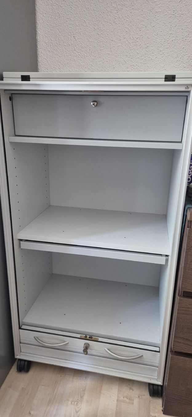 Elan Korpus: Roller shutter cabinet white 2 drawers 1 shelf with lock – Gebraucht aus Oberrohrdorf von myo_2tzm 1