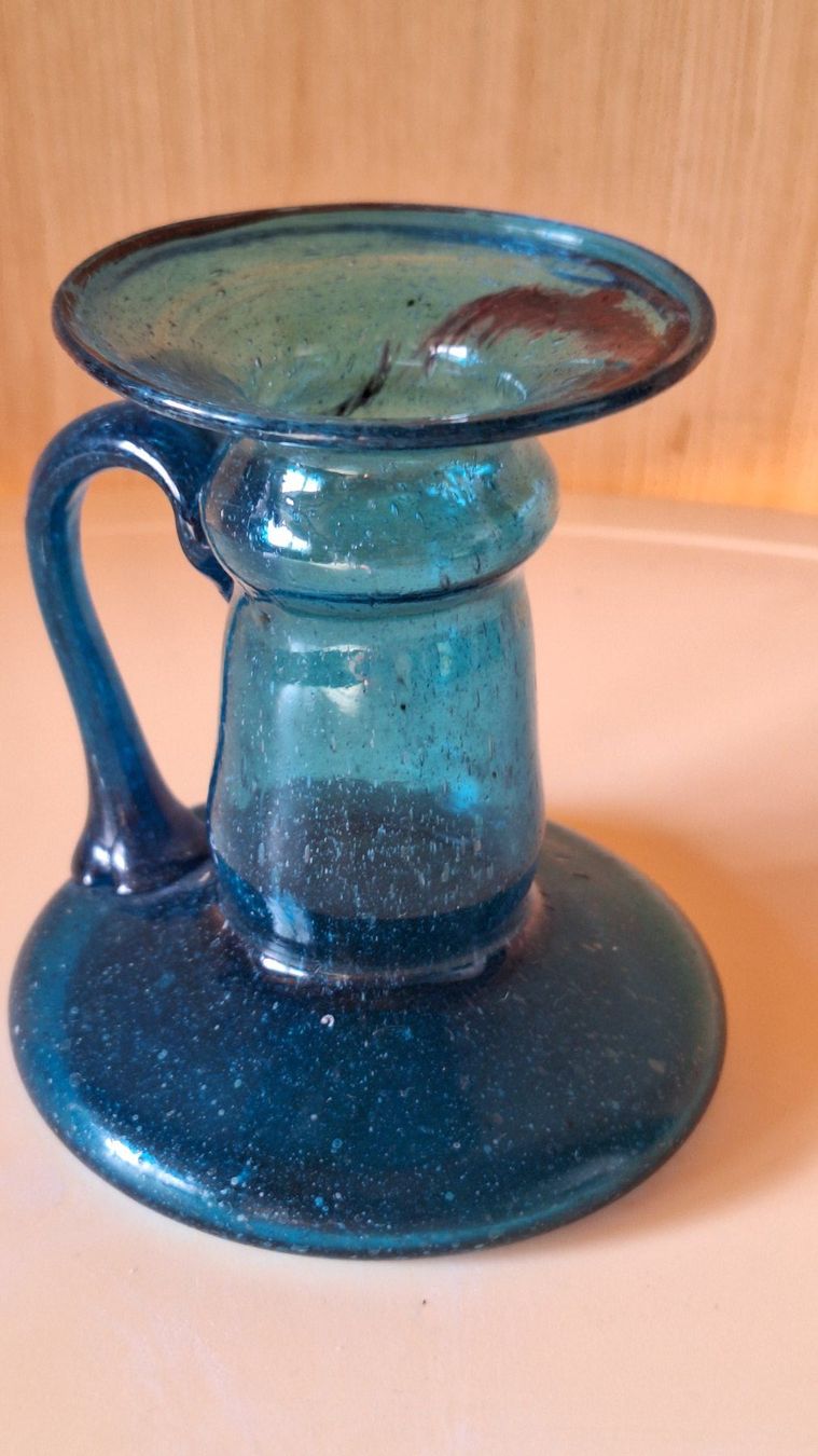 Vasen & Gefässe: Vintage ,Unikat "Bubble Glas" blau, Vase oder Kerzenhalter – Gebraucht aus Arlesheim von shopradl 7