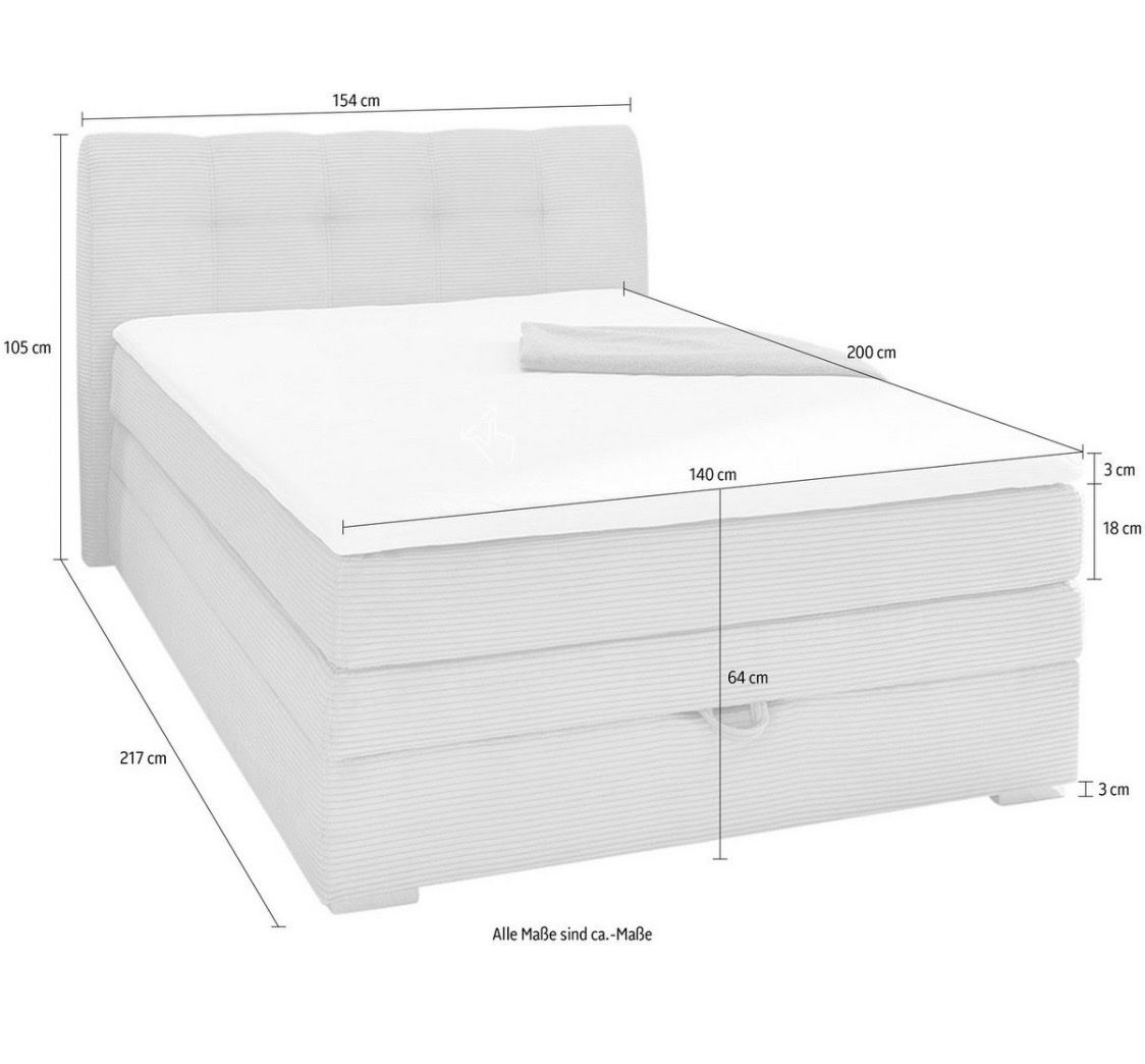 Letti: Boxspringbett mit Stauraum 140x200cm grau mit Topper – Usato da Burgdorf venduto da jan_z8ty 3