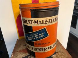 ANTIKE ZUCKER MALT DOSE BLECH TOP ZUSTAND ALTES SCHILD