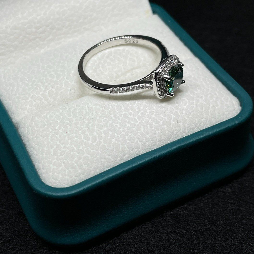 Moissanite-Diamant Ring, Silber Blue Green 1ct - Gr. 57 (Neu (gemäss ...