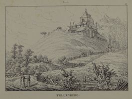 TELLENBURG, FRUTIGEN, BERN, FEDERLITHOGRAPHIE 1840