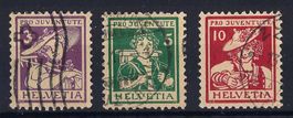 1916 Pro Juventute Satz Kat-Nr. J4-J6 sauber gestempelt