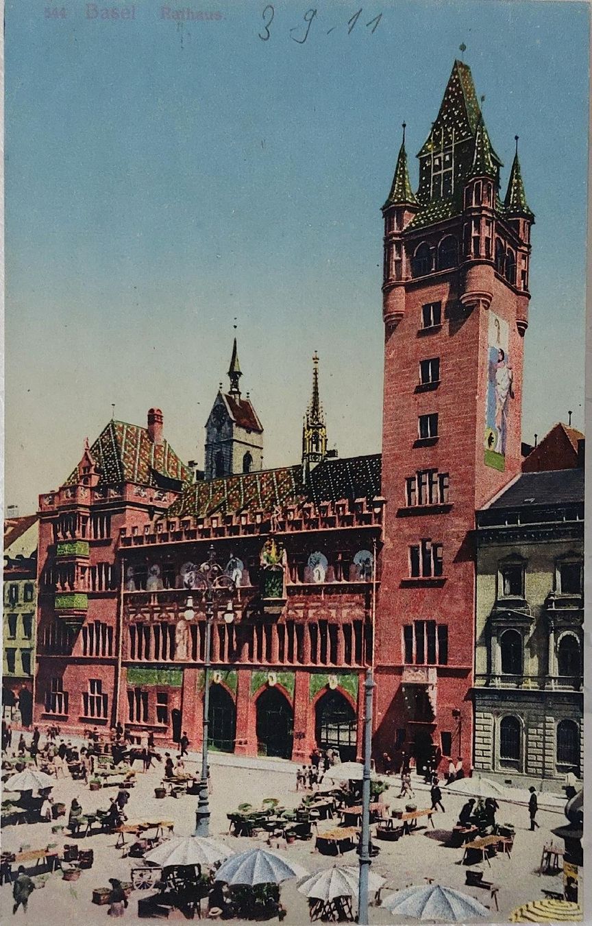 Cartoline postali: BASEL - Rathaus - 1911 – Usato da Delémont venduto da Domdom1