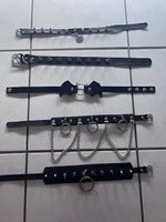Lot accessoires collier goth punk  chaînes pics anneaux