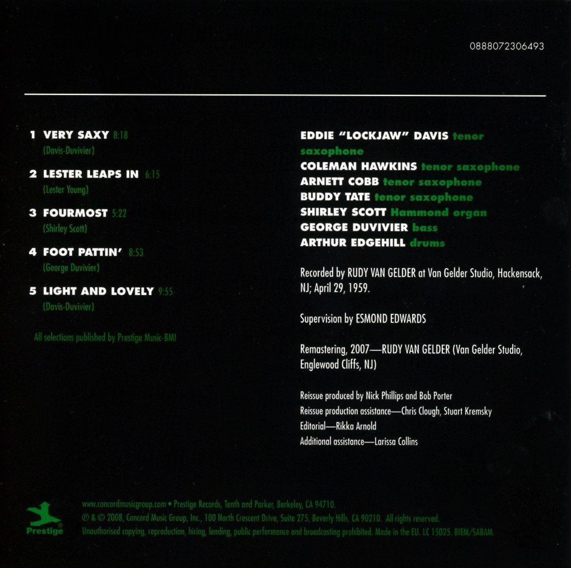 CD: VERY SAXY - E. Lockjaw Davis, B. Tate, A. Cobb, C. Hawkins – Usato da Morges venduto da evnocha3 3