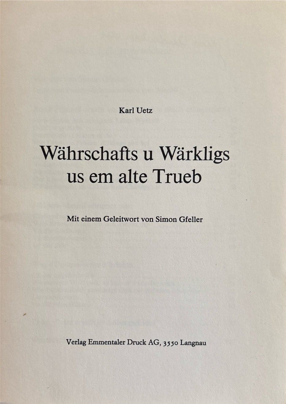 Libri: Uetz Karl, Trueber – Usato da Sarnen venduto da Livres 1