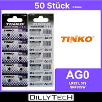 Tinko AG0/LR521/SR418SW Knopfzellenbatterie - 50 Stk.