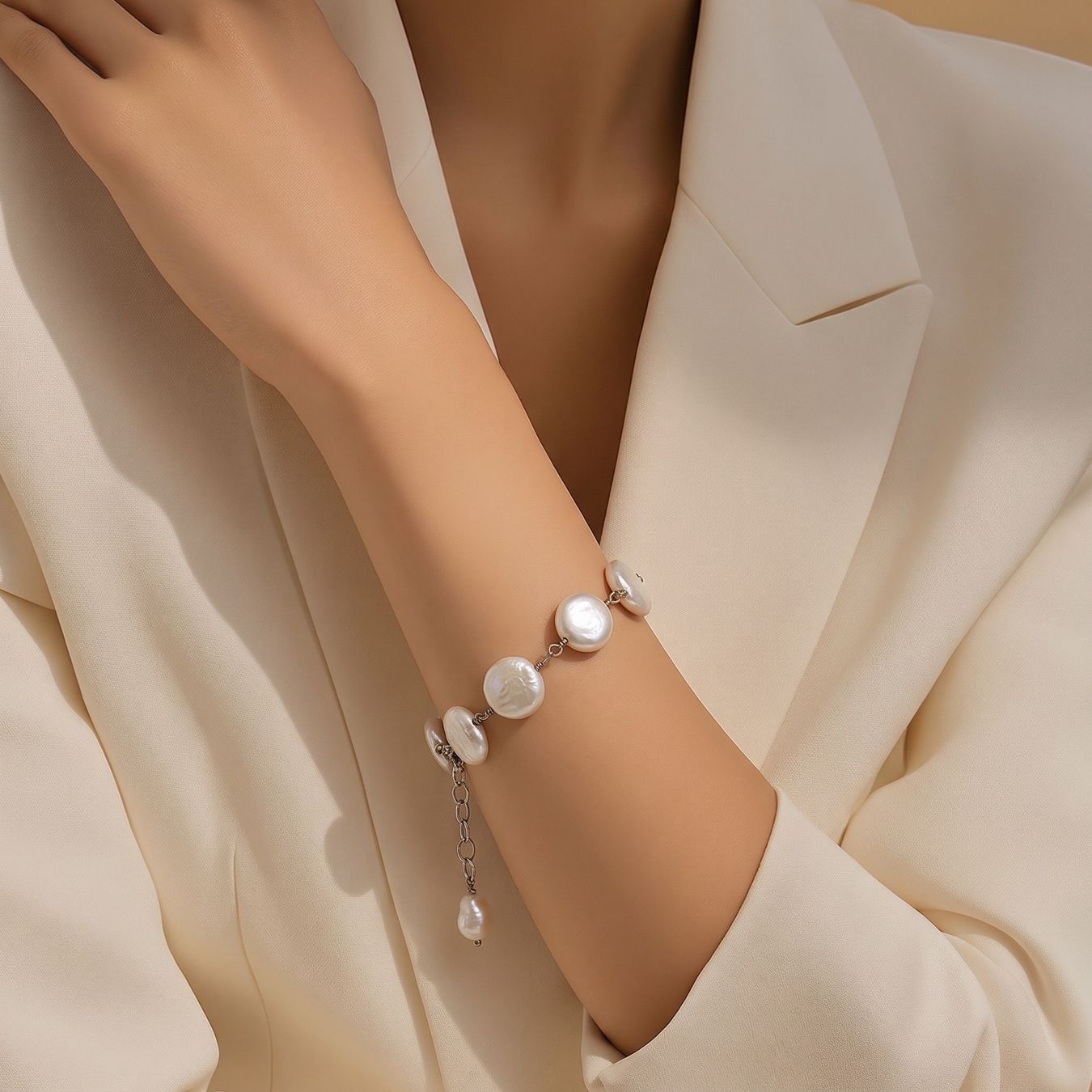 Armbänder & -reifen: Weisses Perlen Armband Vergoldet – Neu und originalverpackt aus Rüschlikon von ThereseJewelryDesign