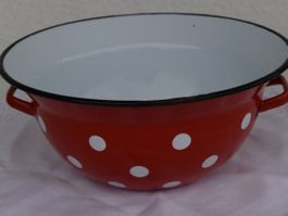 VINTAGE  EMAILLE SCHALE MIT GRIFF POLKA DOTS -WEITLING