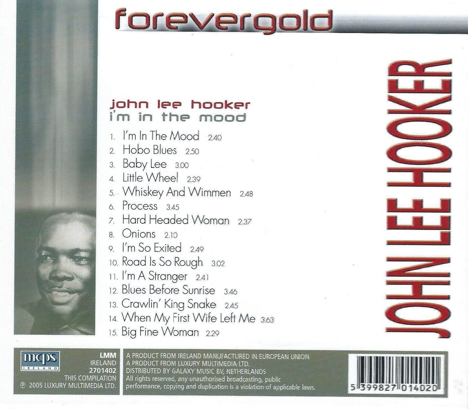 CD: JOHN LEE HOOKER - I'M IN THE MOOD - CD – Usato da Greifensee venduto da scharmant 1