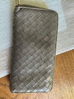 Abro Wallet Grey Leather Woven Long Zip Around