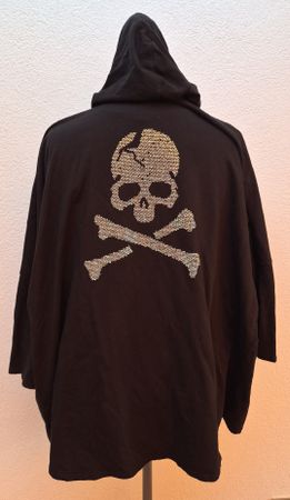 Damen Kapuzen Poncho Skull Print Schwarz Grösse Einheitsgrös