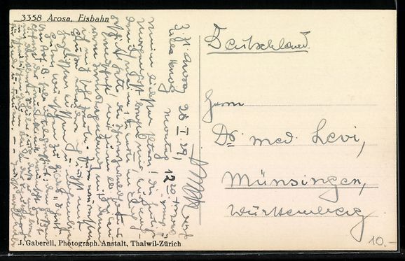 Cartoline postali: AK Arosa, Eisbahn mit Schlittschuhläufern – Usato da Berlin venduto da bartko-reher 1