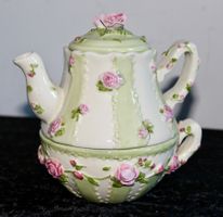 Teeset Porzellan Teekanne mit Tasse Rosen Dekor