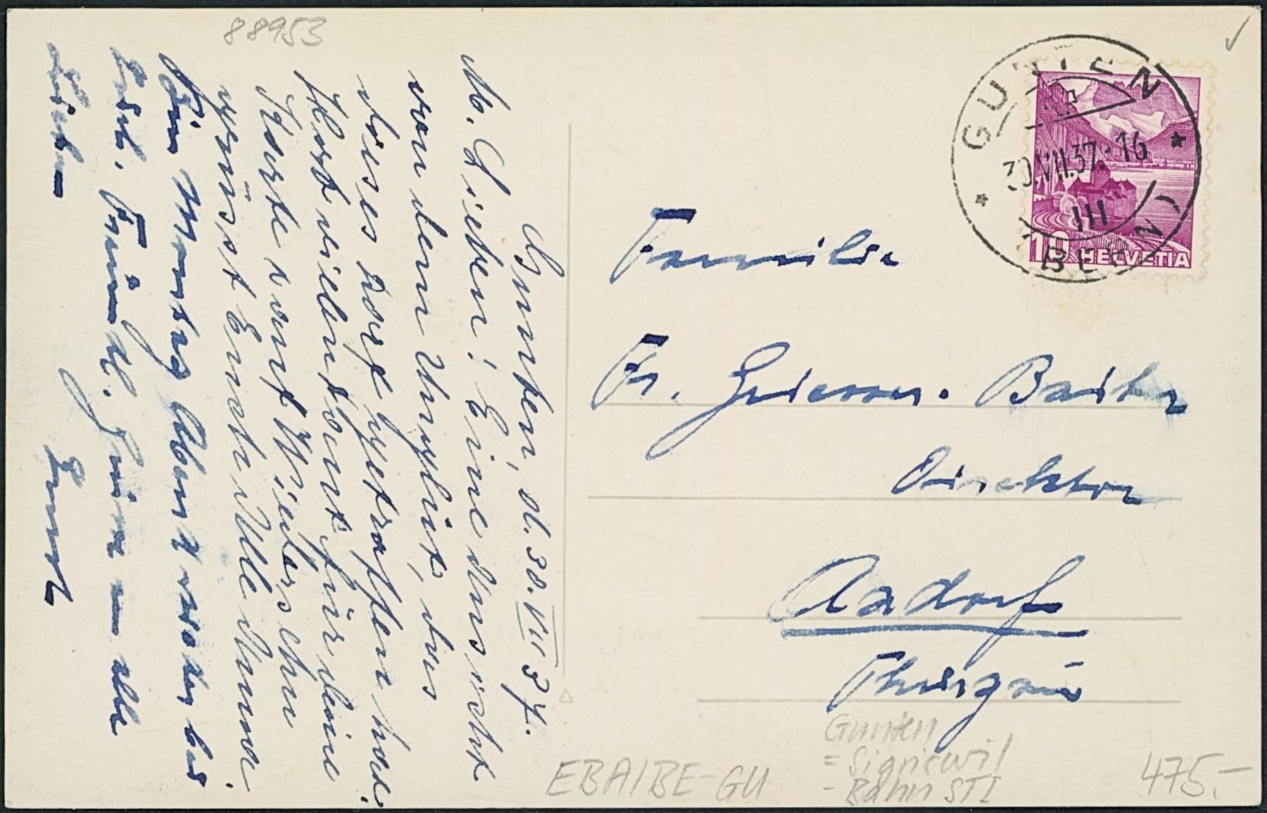 Cartoline postali: BE Gunten - Bahnhof - Bahn STI - Tram – Usato da Schindellegi venduto da Jonathan77 1