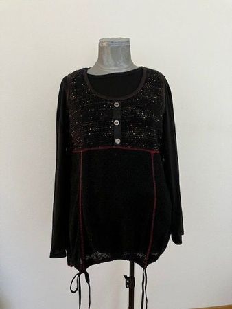 Pull femme noir avec boutons et détails,T XL