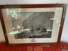 Kupferstich Vue de la Caverne Saint Beat gebraucht 49/37 cm