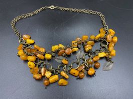 Handmade Vintage Bernsteinkette baltischem Bernstein Bronze