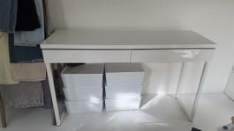 Weisser Hochglanz-Schreibtisch mit 2 Schubladen