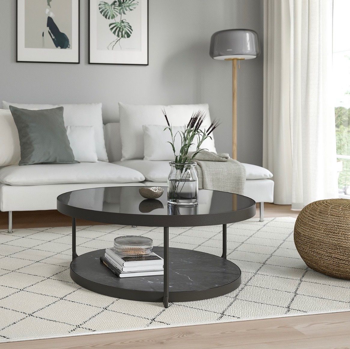 Tavoli: Runder Couchtisch schwarz mit Marmoroptik – Usato da Winterthur venduto da Naaati