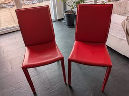 lot de 2 chaises de cuisine (salle à manger) rouges