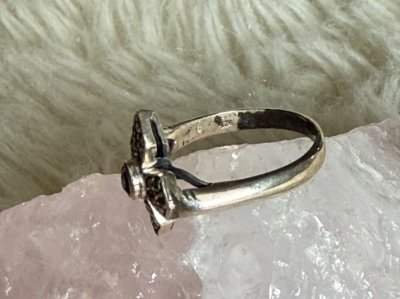 Anelli: Vintage Silberring 925 mit lila Stein – Usato da Istighofen venduto da Ringparadies 1