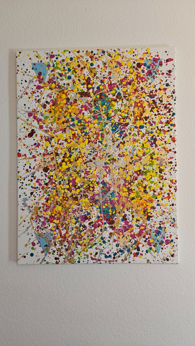Dipinti: Tableau abstrait multicolore, parfait pour le salon! – Nuovo (secondo la descrizione) da Le Locle venduto da fab_c9hh